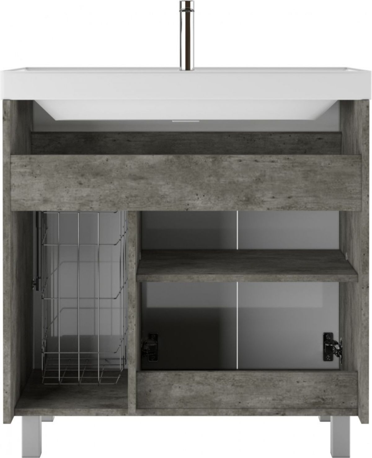 Тумба под умывальник "UNIT 80" Karlo без ящика и корзиной для белья Бетон Домино (DK5311T) | фото 6