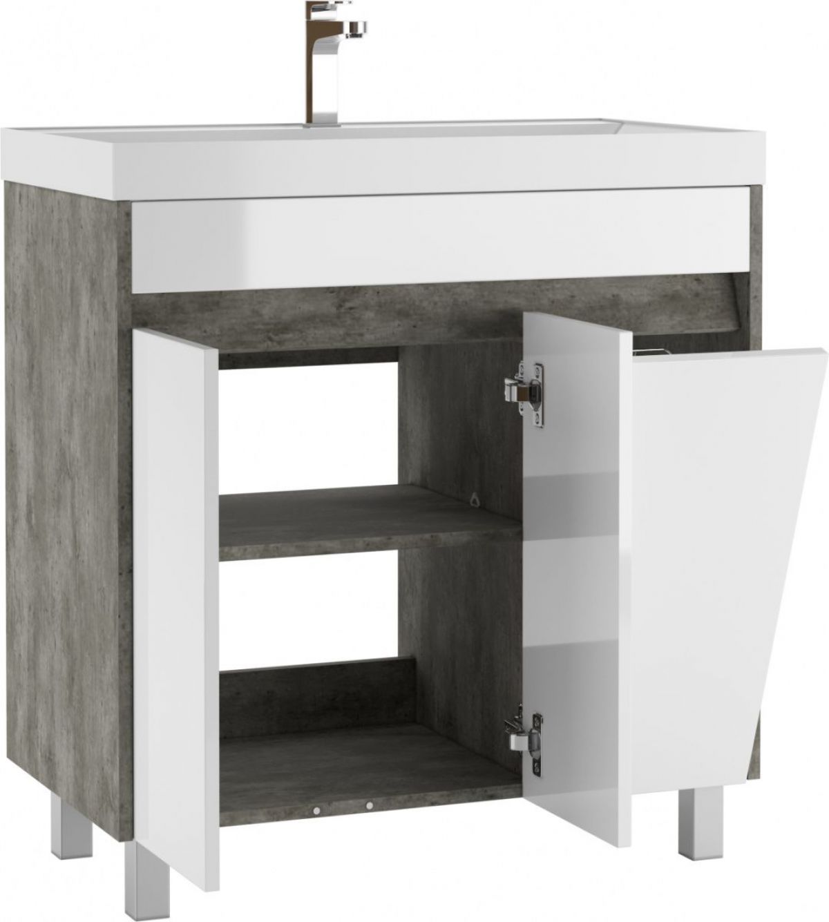 Тумба под умывальник "UNIT 80" Karlo без ящика и корзиной для белья Бетон Домино (DK5311T) | фото 3
