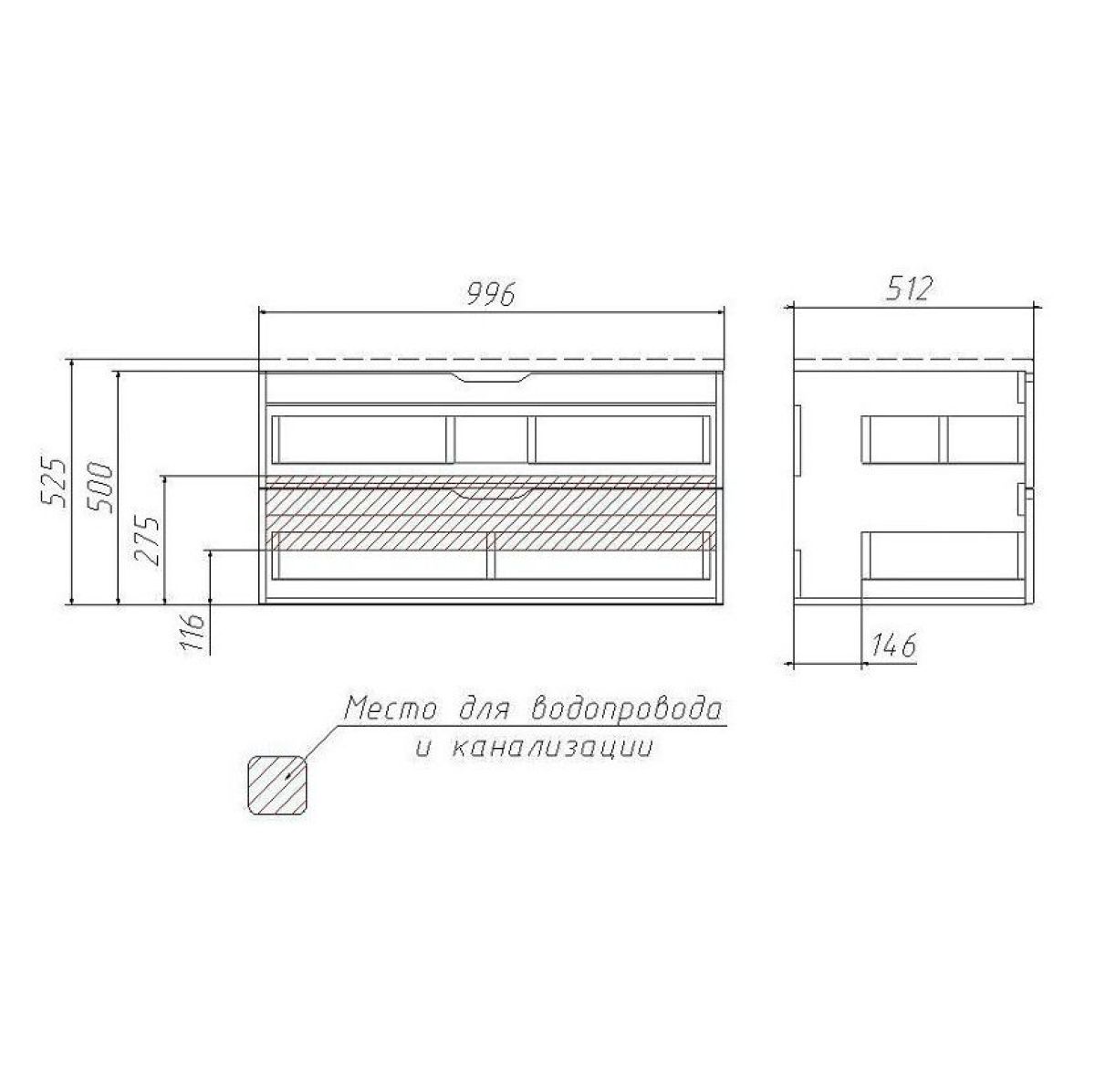 Тумба подвесная под умывальник "Stella 100" 3D В2 Домино (D37014T) | фото 3