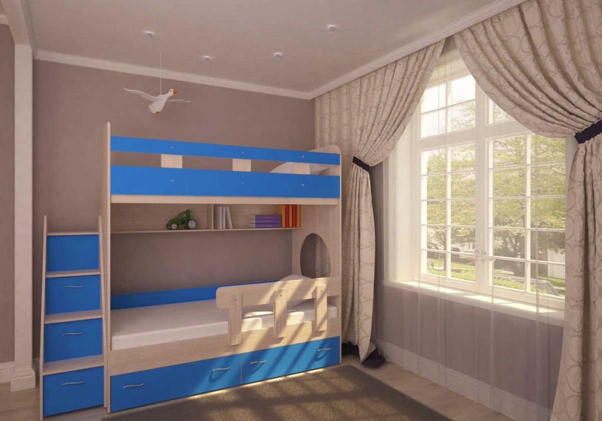 Кровать 2-х ярусная Юниор 1 без бортика (800*1900) Белое дерево, Анкор темный, Венге, Дуб сонома | фото 11