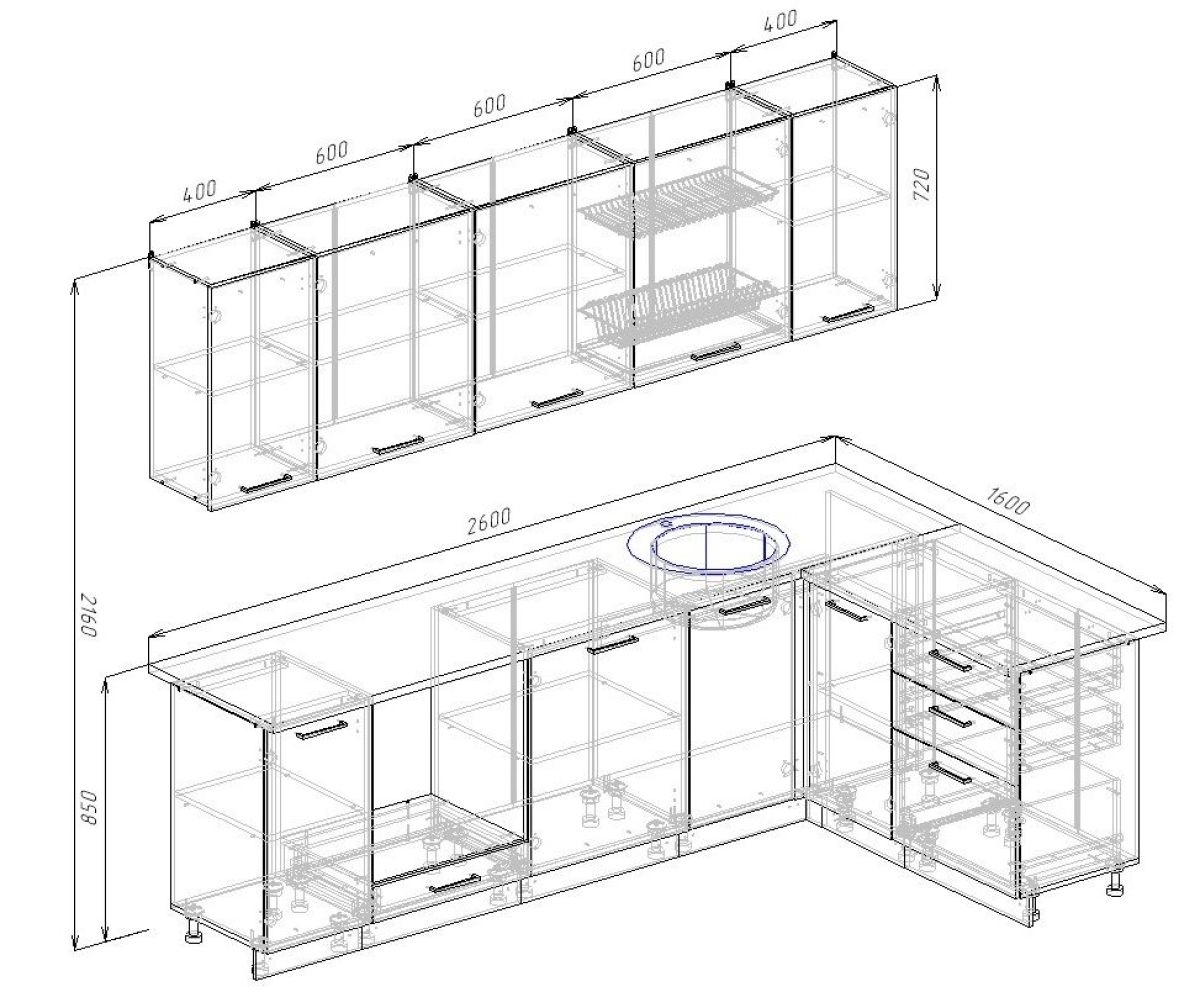 Кухонный гарнитур угловой Демо 2600х1600 (Стол. 26мм) | фото 2