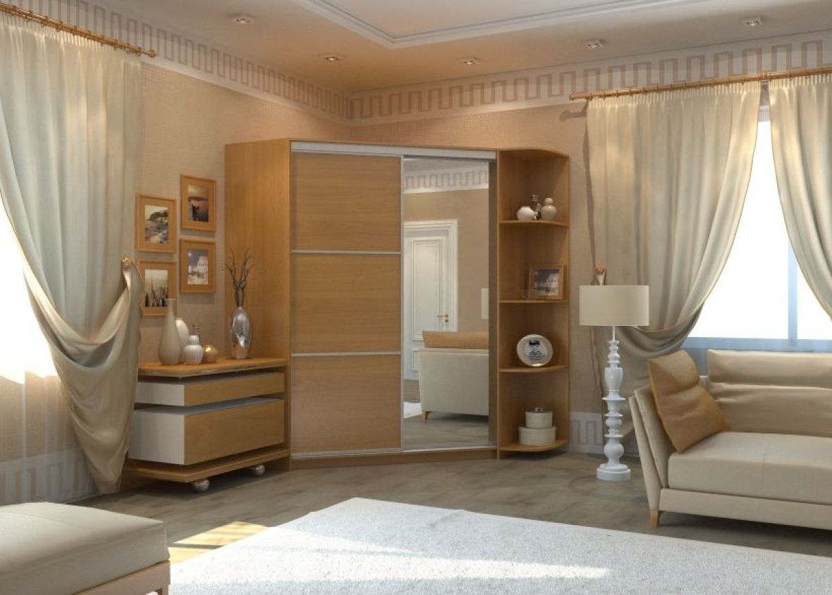 Шкаф-купе угловой Анна 1450*1450 ЛДСП/Зеркало (ЛДСП 1 кат.) | фото 6