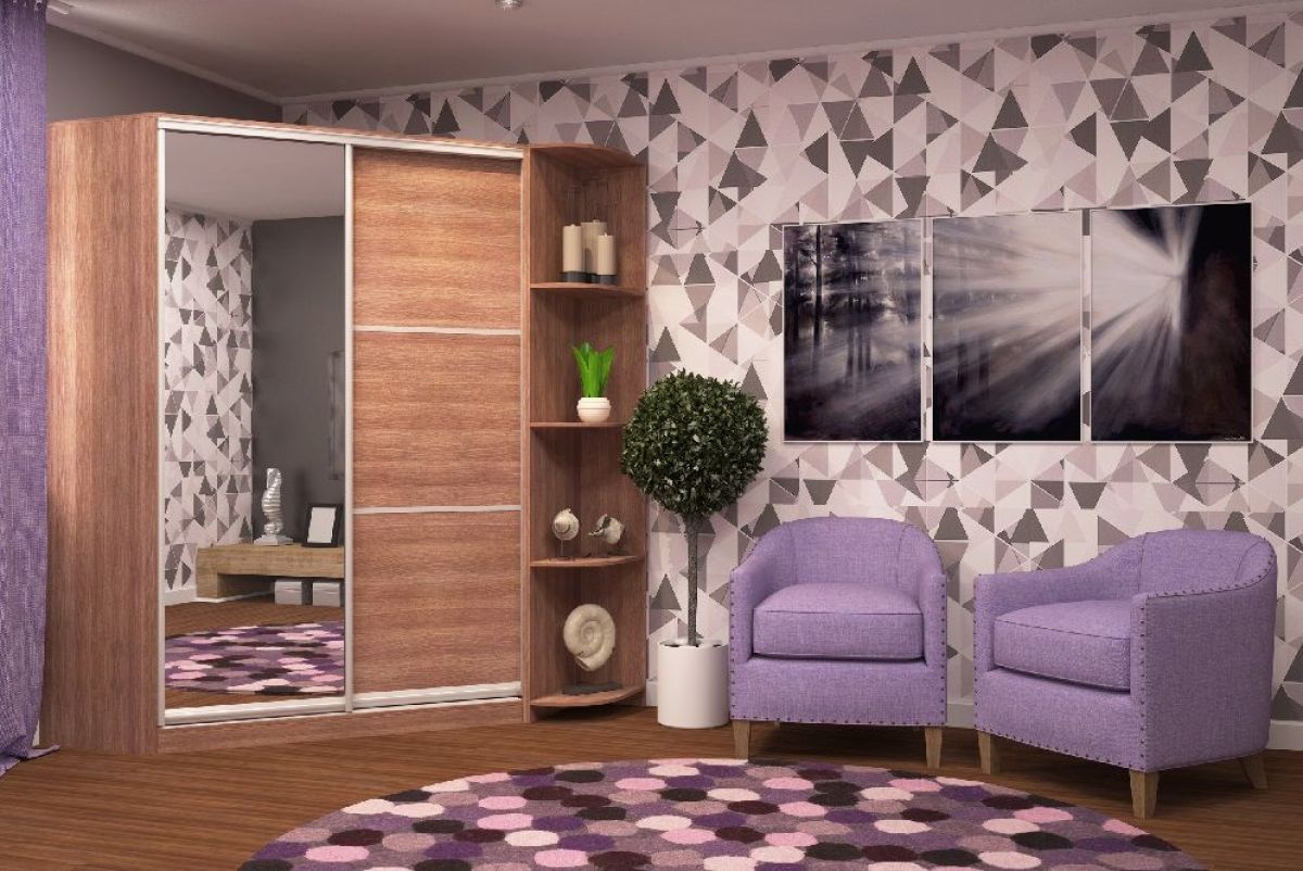 Шкаф-купе угловой Анна 1450*1450 ЛДСП/Зеркало (ЛДСП 1 кат.) | фото 7