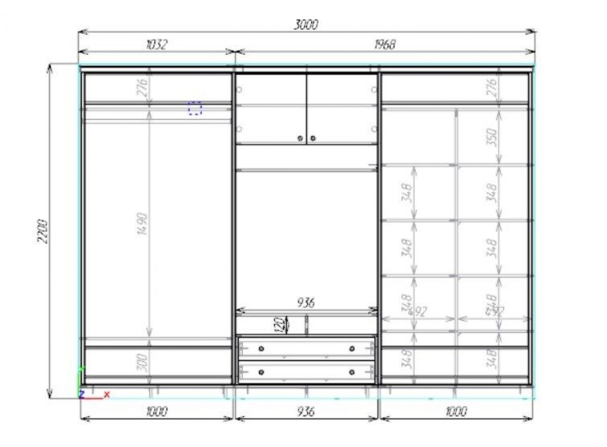 Шкаф-купе Валерия с нишей под ТВ 3000 ЛДСП/Зеркало/ЛДСП (Монорельс) ЛДСП 1 кат. | фото 3
