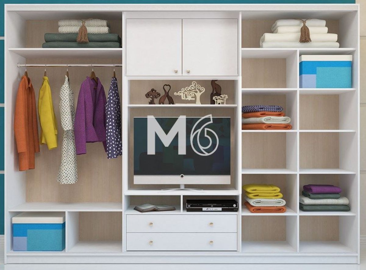 Шкаф-купе Валерия с нишей под ТВ 3000 ЛДСП/Зеркало/ЛДСП (Монорельс) ЛДСП 1 кат. | фото 2