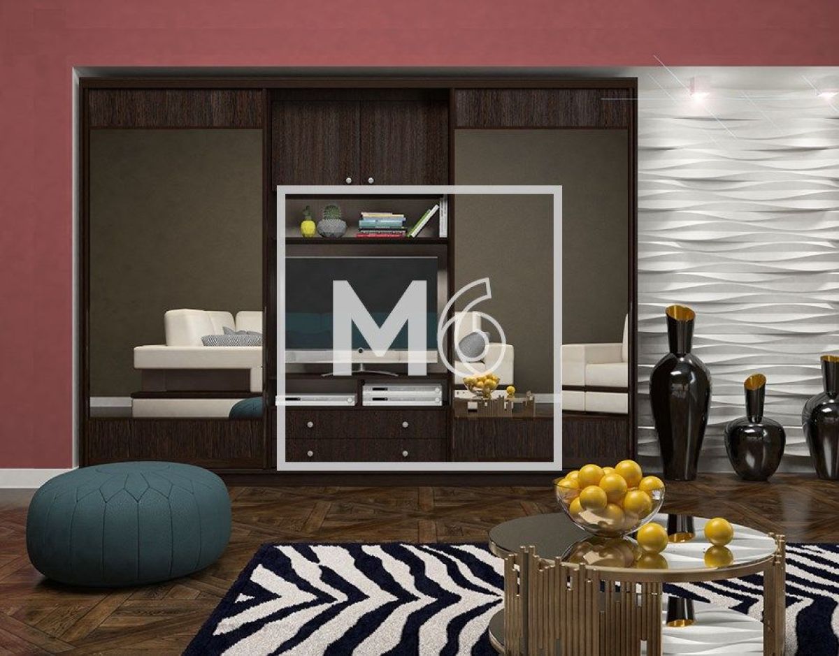 Шкаф-купе Валерия с нишей под ТВ 3000 ЛДСП/Зеркало/ЛДСП (Монорельс) ЛДСП 1 кат. | фото 6