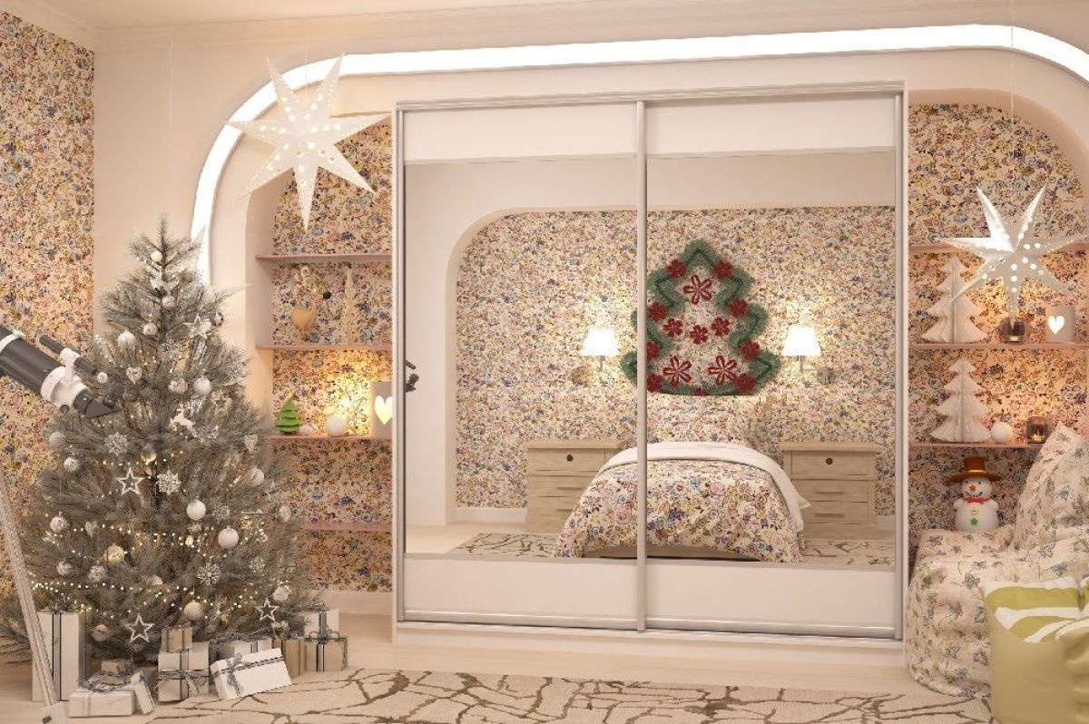 Шкаф-купе Юлия 2400 ЛДСП/Зеркало/ЛДСП (ЛДСП 1 кат.) | фото 4