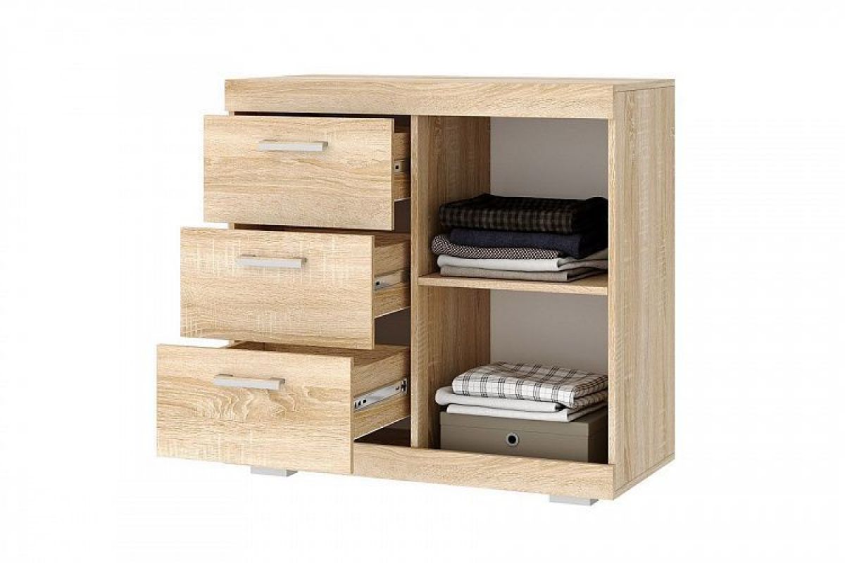 СОНАТА КС-900 1Д Комод 1дв, 3ящ. (дуб сонома/белый глянец) | фото 2