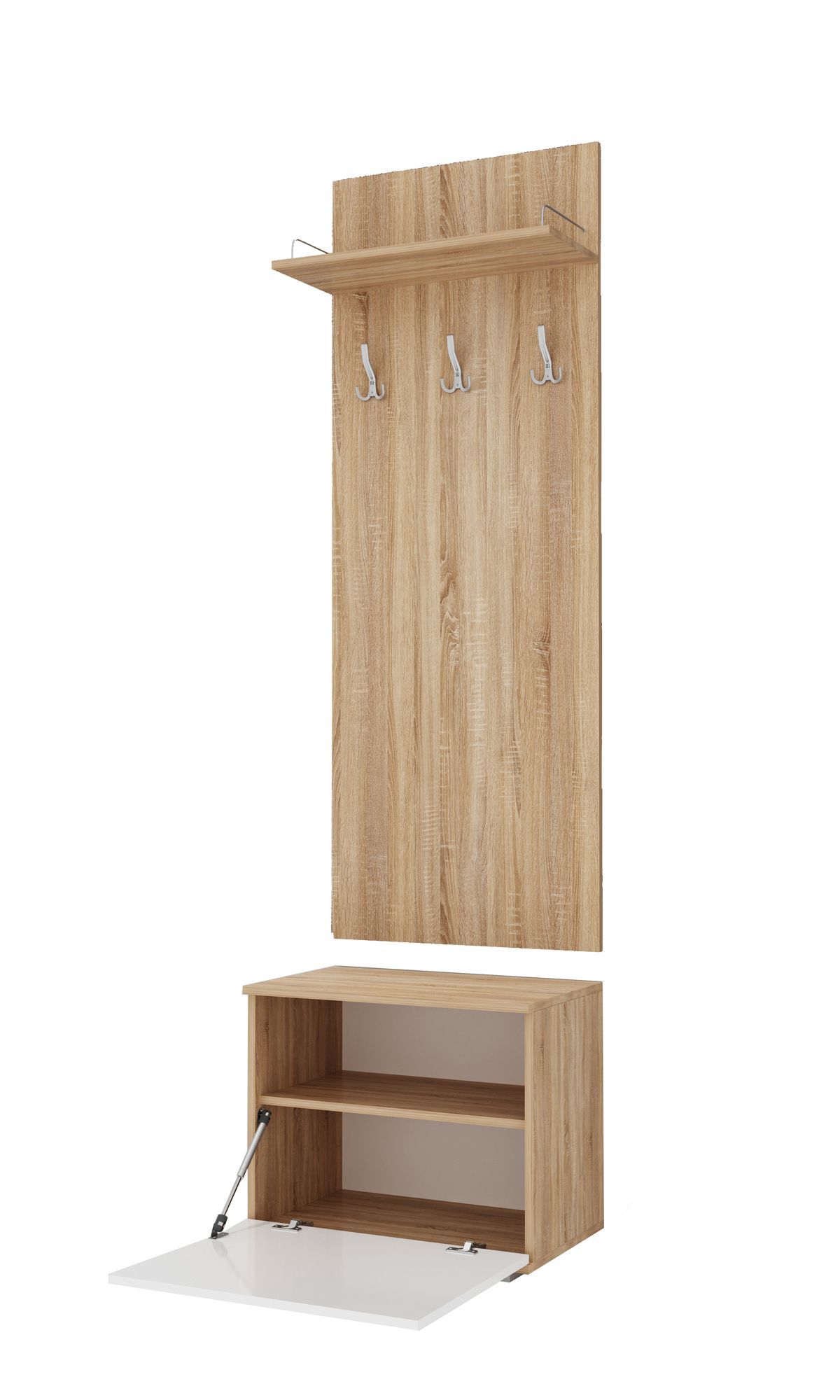 ИТАЛИЯ В-600 Вешалка + О-600 Обувница (Дуб сонома/Белый глянец) | фото 2