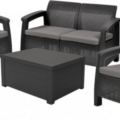 Комплект мебели Корфу со столиком-сундуком (Corfu box set) графит | фото 2